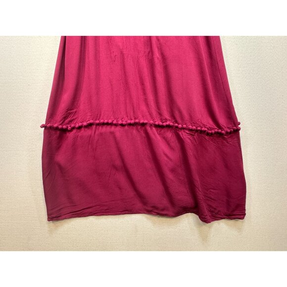 Andree By Unit Womens Embroidered Long Sleeves Maxi Dress Size L Burgundy Boho - Picture 9 of 16